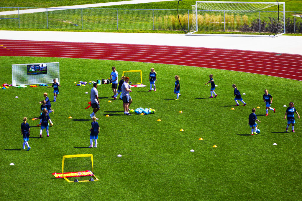 Foundational Skills Camp with Soccer Campers doing skill drills